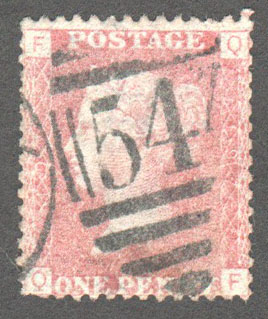 Great Britain Scott 33 Used Plate 197 - QF - Click Image to Close